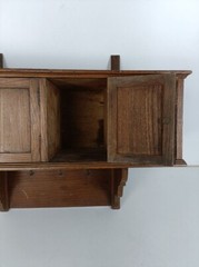 large Wall Cabinet Console Coat Hat rack Carved Wood French Fleur de lis Hooks V