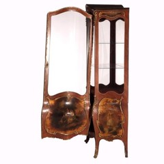 Antique Vernis Martin Decorated Kingwood & Ormolu Bombe Vitrine c1900