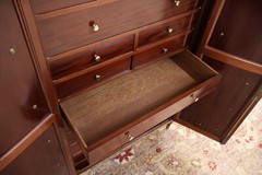 19th Century Marble Top Bronze & Plum Pudding Mahogany Cabinet By L. Cueunieres