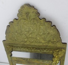 Vintage mirror Brush Brass Glass Cabinet Continental Ornate Brushes Included