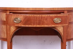 Baker Furniture Federal Inlaid Mahogany and Satinwood Demilune Cabinet