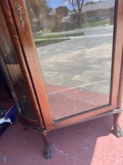 antique vintage curved glass curio cabinet