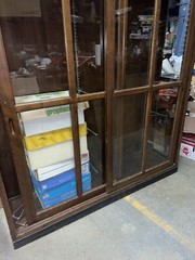 c1920 vintage birch upright vitrine like Cabinet E H Sheldon Co. 80”h x 71 x 18”