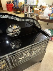 Korean Black Lacquer Mother of Pearl Cabinet Headboard