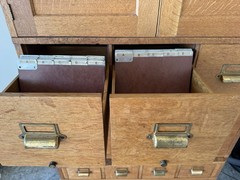 Yawman and Erbe Mfg Co. Antique Wood File. 23 Drawers 2 Doors 2 slide out trays.