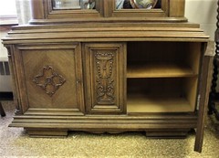 Antique Carved Oak Display Cabinet from Europe c1930 Art Deco