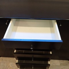 Black Lacquer Modern Designer Sideboard Credenza 58” 2 Door 6 Drawer Storage