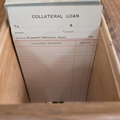Antique Oak Card Catalog File Box Rare Size Bankers Loan Cards 14 x 10 x 7
