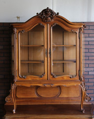 Antique French China Hutch ~French Vaisselier~ Carved Walnut Buffet Cabinet