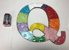 Decorative Salvaged Tin Ceiling 17″ Patchwork Mix Color Metal Letter Q 1613-23B