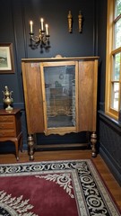 Vintage Walnut China Cabinet with Glass Doors – William and Mary Style
