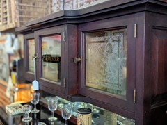 Outstanding 1920s Solid Mahogany Glass Top & Door – 21 Drawer Dental Cabinet