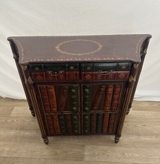 Vintage Bookcase Theme Console Cabinet Two Drawers, Double Door Storage Demilune