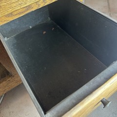 Antique Oak Hoosier Cabinet With Original Flour And Sugar Bins Roll Tambour Zinc