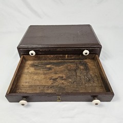 Antique Spool Thread Storage Cabinet 2 Drawer Wooden Painted Vintage