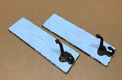 VTG Pair Decorative Tin Ceiling Metal Single Hook Wall Rack Plaque Old 404-26B