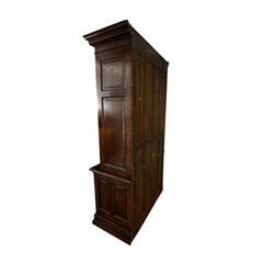 Raised Panel Step Back Oak Cupboard, Tiger Sawn Oak, 1890s #22473