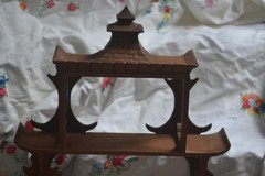 Antique 1930’s Art Deco Hand Carved Detailed Wood Wall Hanging Curio Cabinet