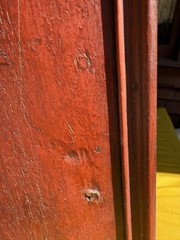 Mid 19th Century Old Red Paint Child’s Stepback Cupboard 24″ x 13″ x 9″