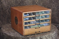 ANTIQUE J&P COATS Five Drawer Country Store Display Spool Cabinet, SOLID! NICE!!