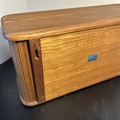 Vintage Mid Century Kalmar Teak Tambour Door Wall Mount Cabinet