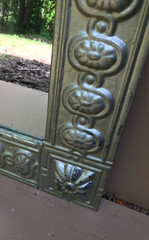 Decorative Medallion Tin Ceiling 36″ x 47″ Silver Metal Wall Mirror Old 1052-23B