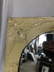 Decorative Salvaged Tin Ceiling 23″ SQ. Butterscotch Metal Oval Mirror 1865-23B