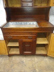 Antique Oak Dry Sink Cupboard Survivor Original Finish 1895 Dovetailed