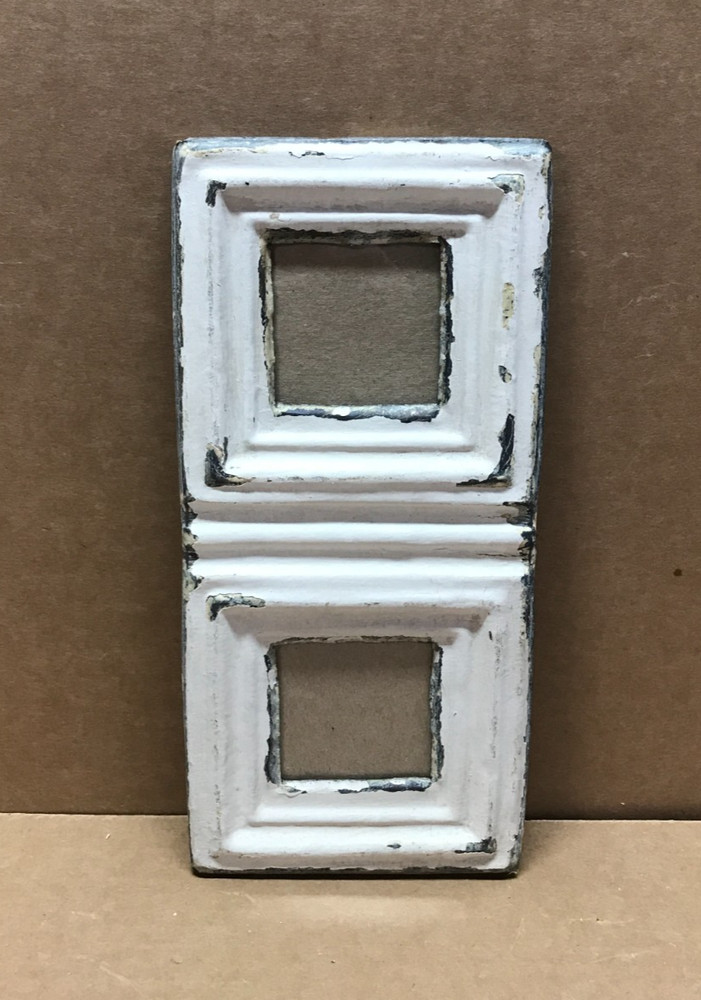 VTG 5×11 Multi Double White 3″ Photo Tin Ceiling Metal Picture Frame Old 644-26B