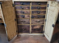 Primitive Apothecary Cabinet Tool Chest 12 Drawer Wooden Storage Box