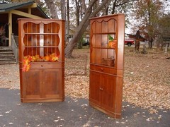 1930s – 40s Country Pine Corner Cabinet Pair, Hand Made