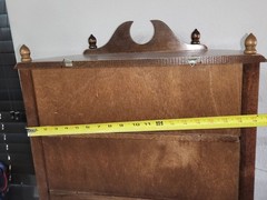 vtg Original curio Wood Walnut Color cabinet Door Inside Collectible Covered