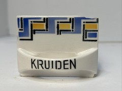 Dutch Delft Kruiden Spice Cabinet Labeled Drawer Antique Item Damaged With Chips