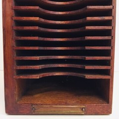 K Noble Oak File Box 33 open slot curved notches Vertical Detroit MI 5 x 6¼ x 16