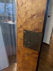 antique display cabinet with beveled glass door
