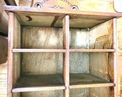 Antique Stenciled Wooden Oak Wall 8 Drawer Spice Cabinet Cupboard 18″x11″x5″