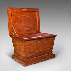 Large Antique Sarcophagus Cellarette, English, Mahogany, Wine Cooler, Regency