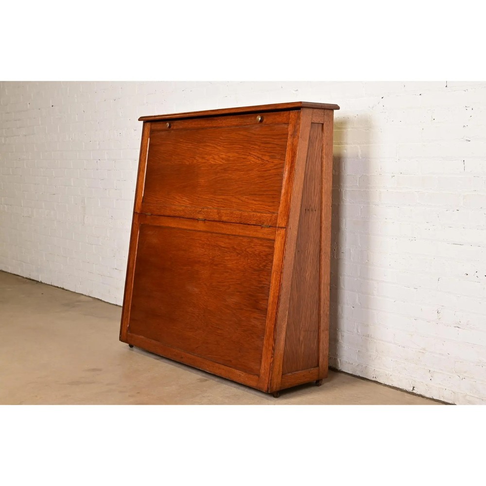 Antique Mission Oak Arts & Crafts Standing Map Case, Circa 1900
