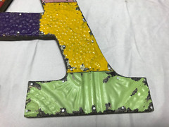 Decorative Salvaged Tin Ceiling 16″ Patchwork Mix Color Metal Letter A 1594-23B