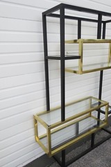 Hollywood Regency Black and Brass Finish Display Shelving Etagere 5459