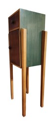 Vtg Ethan Allen Storkie Cabinet Storage Bar Wine Multicolor Wood Art Deco 42″ H