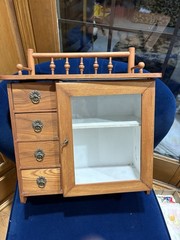 Victorian Farmhouse Antique Oak Medicine or Jewelry Cabinet With 4 Drawers