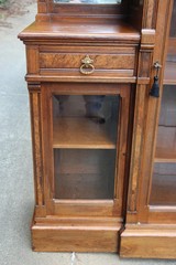 Unusual Walnut Victorian Triple Door Bookcase Display Cabinet Server ~ Ca.1880