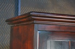 Mid Century Mahogany Stepback China Display Cabinet Hutch Bookcase 68″
