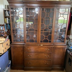 Henkel Harris Solid Mahogany Wood 4 Door London Breakfront Cabinet – 65”L 80”H
