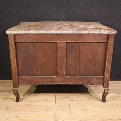 French commode dresser inlaid chest of drawers marble top Louis XV style 900