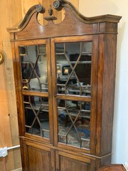 Georgian oak glazed corner cupboard