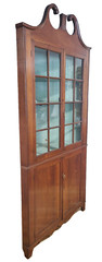 Antique AMERICAN 19th C Colonial Hepplewhite Cherry Curio CORNER CABINET Vitrine