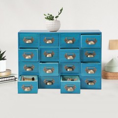 16 Drawers Vintage Tabletop Library Card Catalog Cabinet Apothecary Storage Box