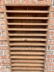 Vintage 55.5” Mail Letter Sorting Cubby Office Printers Wood Cabinet